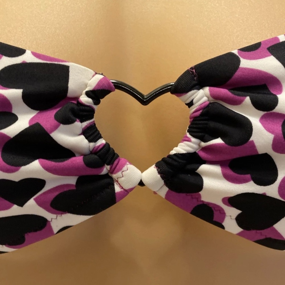 Victoria's Secret Black and Purple Heart Bandeau Bikini - Picture 4 of 16